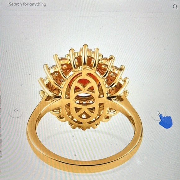 Premium Brazilian Cherry Citrine & White Zircon Cocktail Ring in Vermeil Yellow - Picture 9 of 10